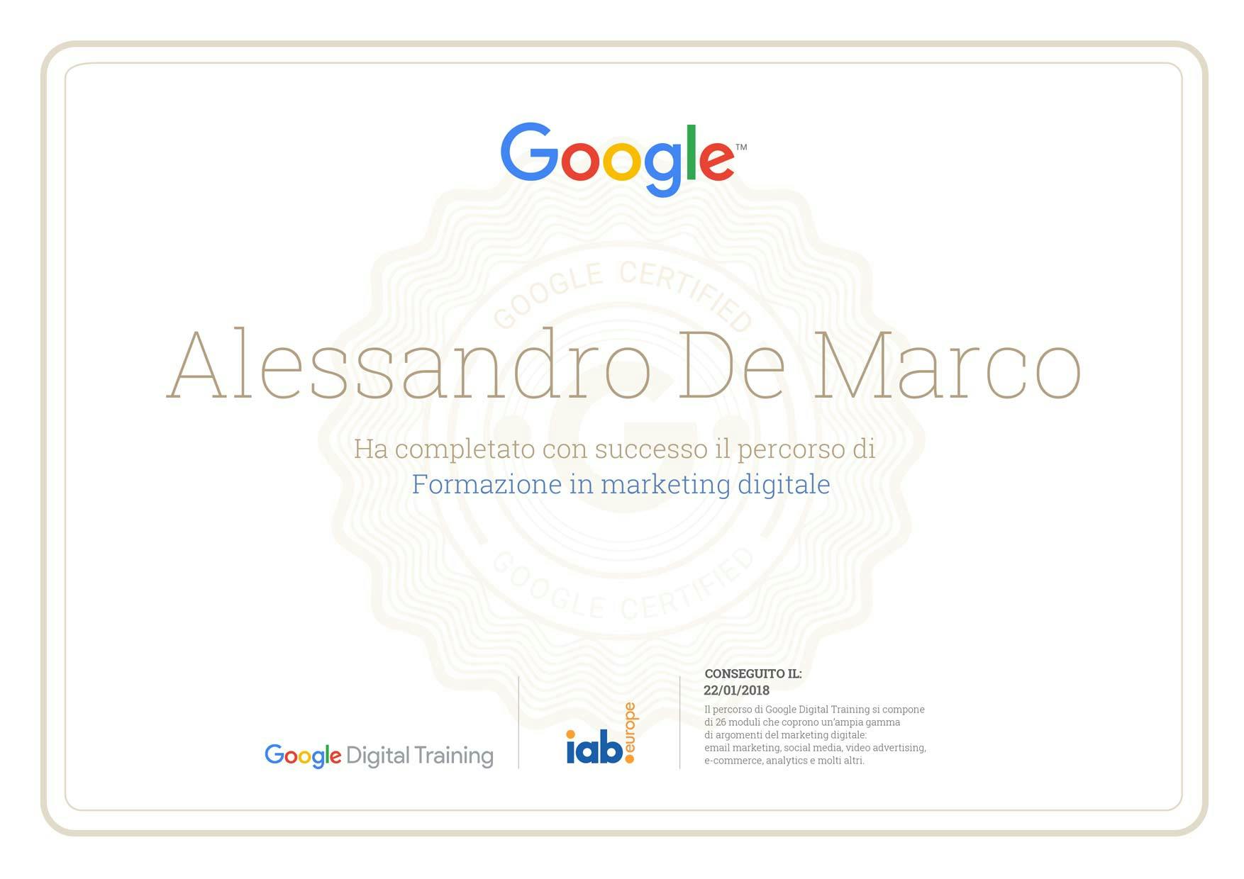 Certificazione Google Digital Training